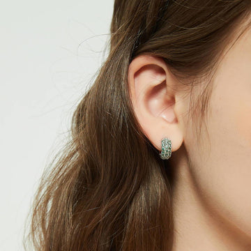 CZ Small Huggie Earrings in Sterling Silver 0.5"
