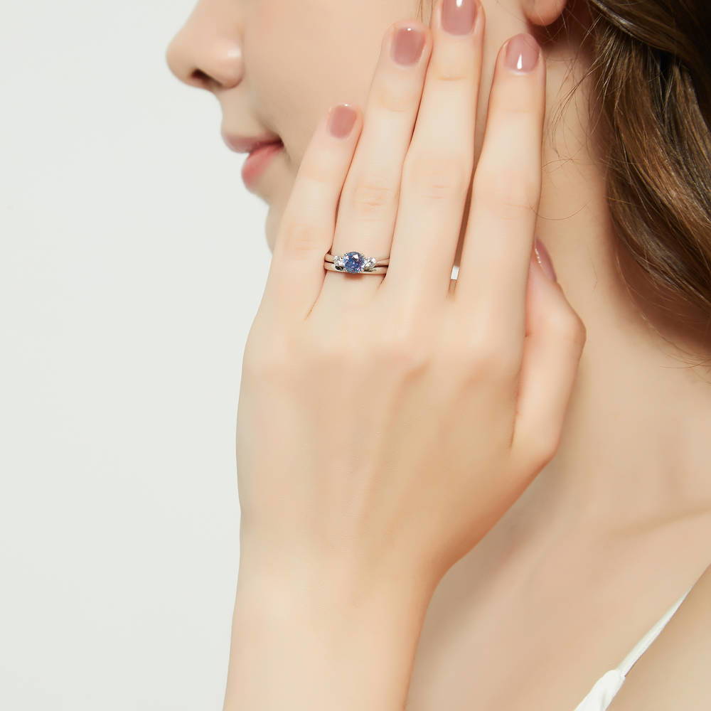Model wearing Band in Sterling Silver, 11 of 19