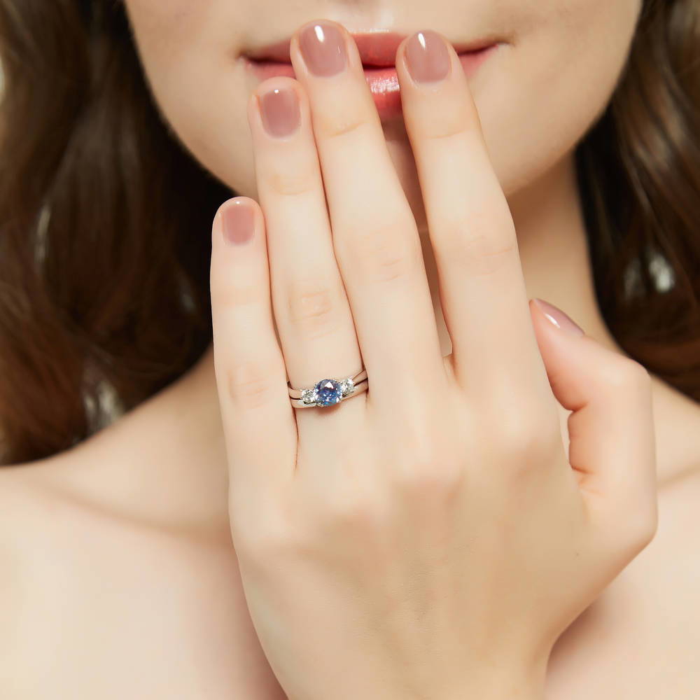 Model wearing Band in Sterling Silver, 10 of 19