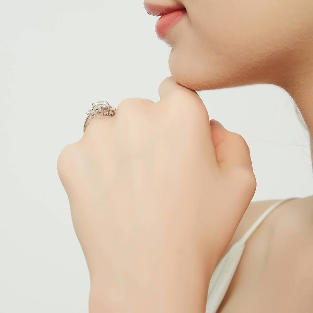 3-Stone 2ct CZ Ring in Sterling Silver