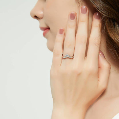 3-Stone Flower 7-Stone Wishbone CZ Ring Set in Sterling Silver
