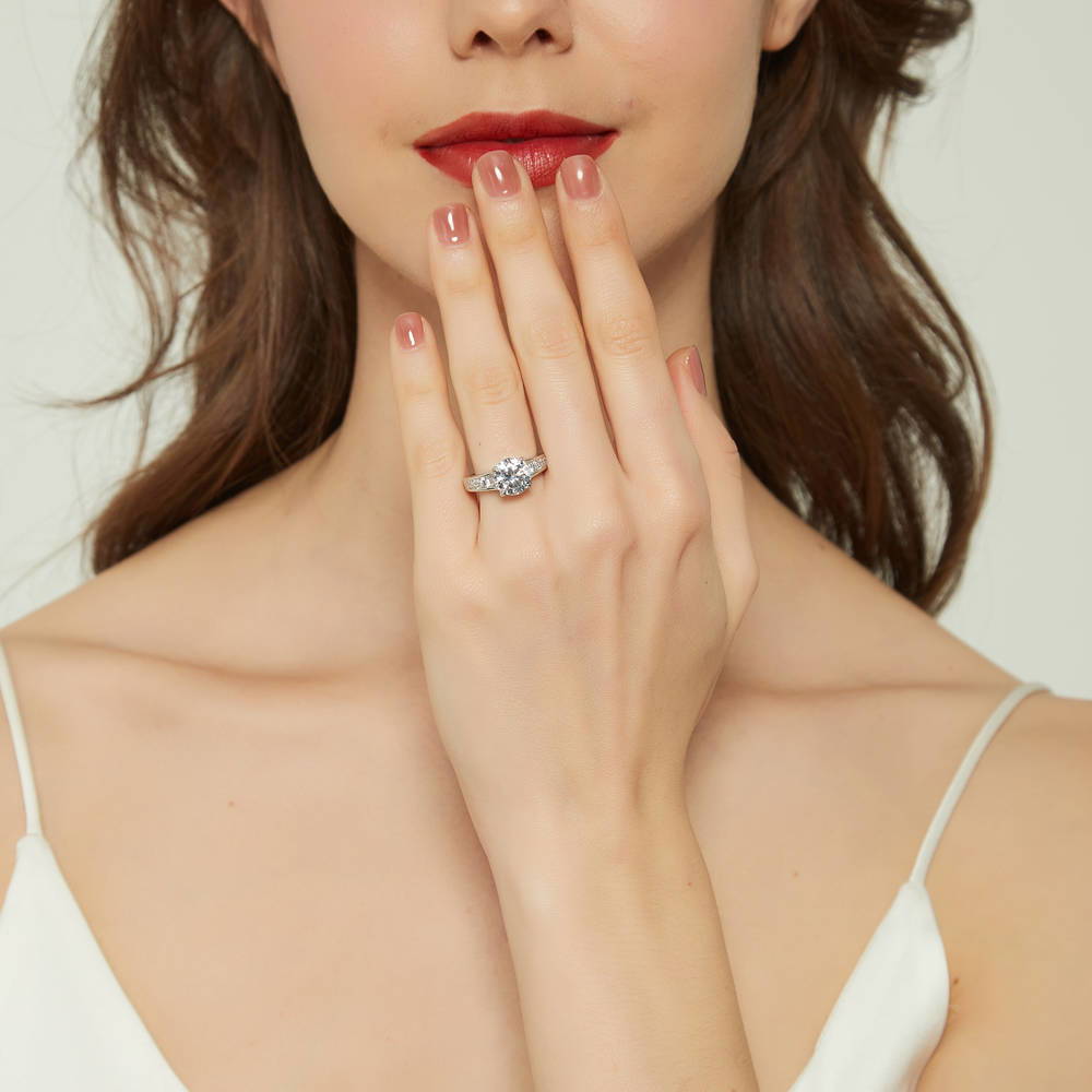 Solitaire 2.7ct CZ Ring Set in Sterling Silver