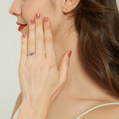 Solitaire 0.8ct Purple Bezel CZ Ring in Sterling Silver