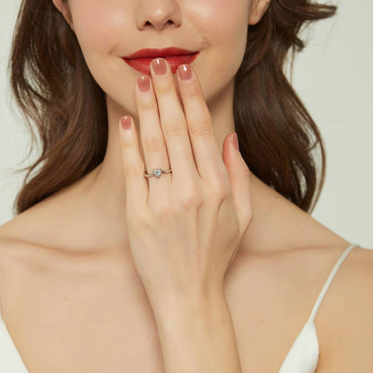 Solitaire Bow Tie Heart Heart CZ Ring Set in Sterling Silver