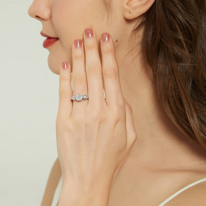 3-Stone 1.25ct Cushion CZ Ring in Sterling Silver