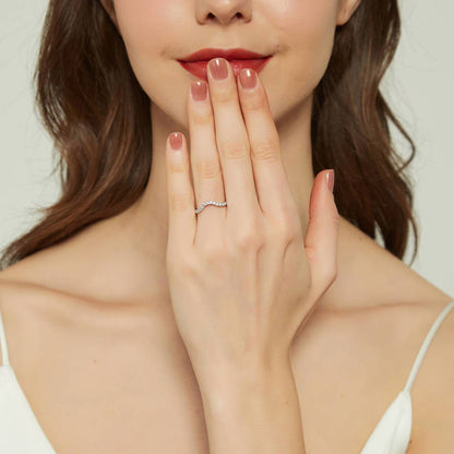 Wishbone CZ Eternity Ring in Sterling Silver
