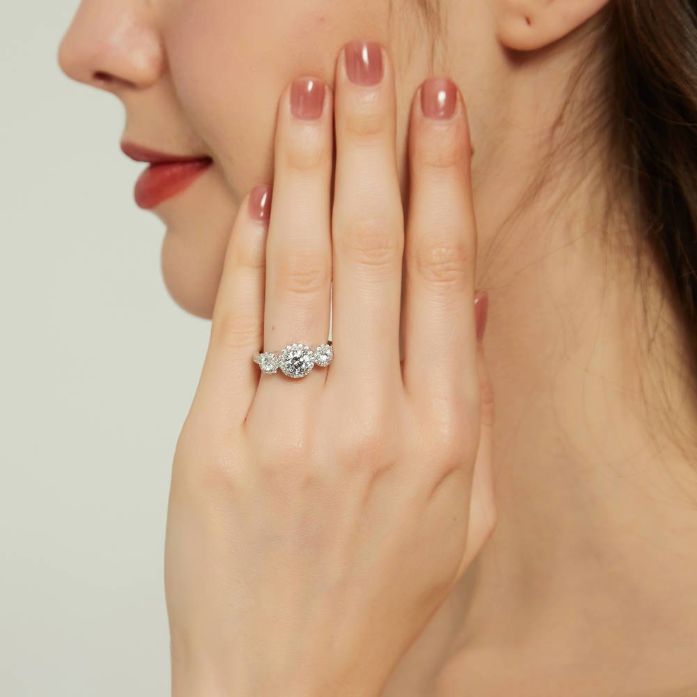 3-Stone 0.8ct CZ Ring in Sterling Silver