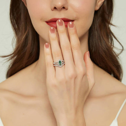 Wishbone CZ Eternity Ring in Sterling Silver
