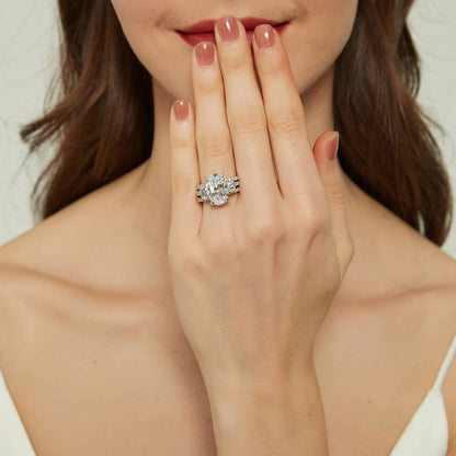 3-Stone 5.5ct Oval CZ Ring Set in Sterling Silver