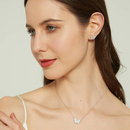 Butterfly CZ Necklace in Sterling Silver