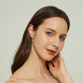 Model wearing CZ Leverback Earrings in Sterling Silver, Yellow Gold Flashed