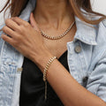 Model wearing Lightweight Curb Chain Necklace 7mm, Gold-Tone