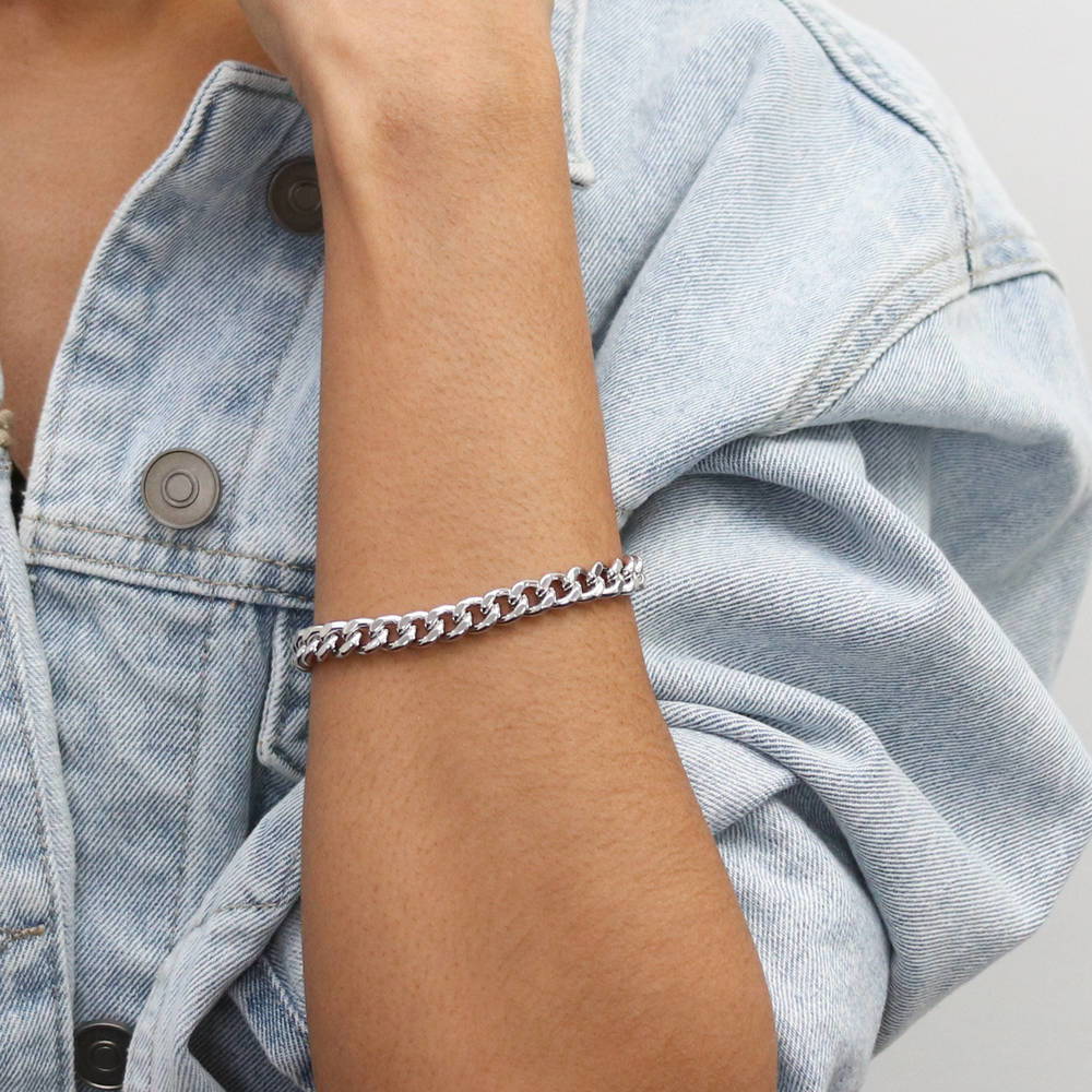 Amazon.com: Chunky Silver Bracelet For Woman - Think Link Bracelet - Women Statement  Bracelet - Oversized Link Chain Bracelet For Her : Handmade Products