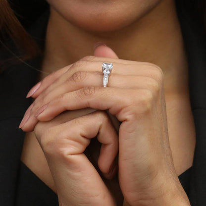 3-Stone 1.5ct Cushion CZ Ring Set in Sterling Silver