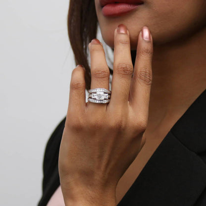 3-Stone 1.6ct Princess CZ Ring Set in Sterling Silver