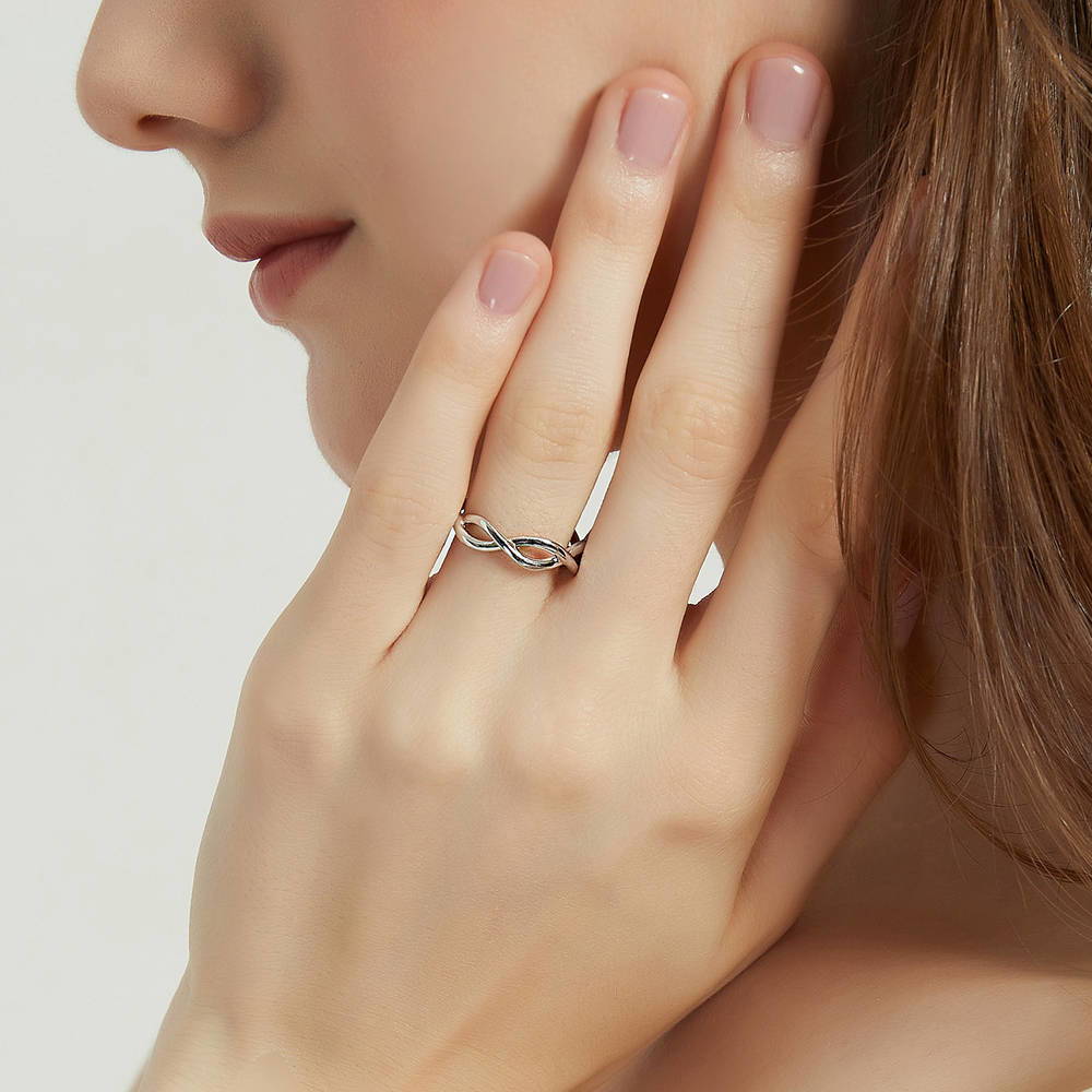 Model wearing Woven Band in Sterling Silver, 2 of 7