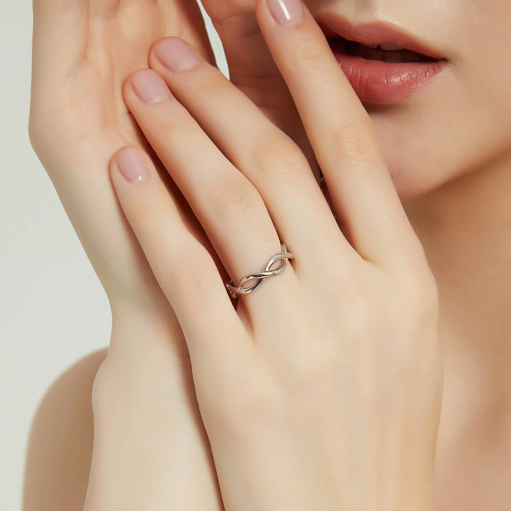 Model wearing Woven Band in Sterling Silver, 3 of 7