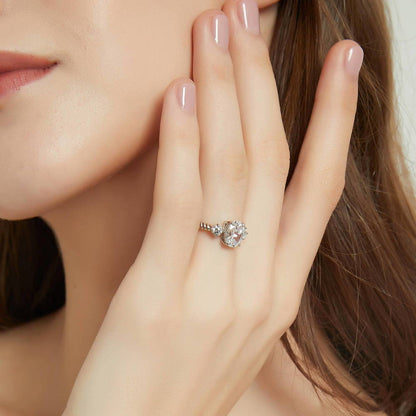 3-Stone Cable 1.8ct Oval CZ Ring in Sterling Silver