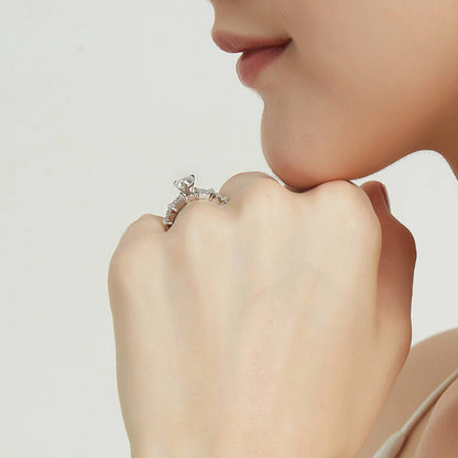 Solitaire Heart 0.7ct Heart CZ Ring in Sterling Silver