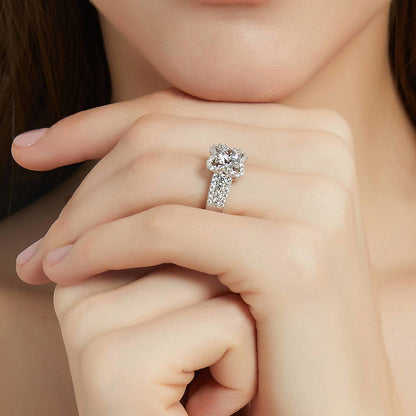 Model Wearing Flower Ring Style R1666-01