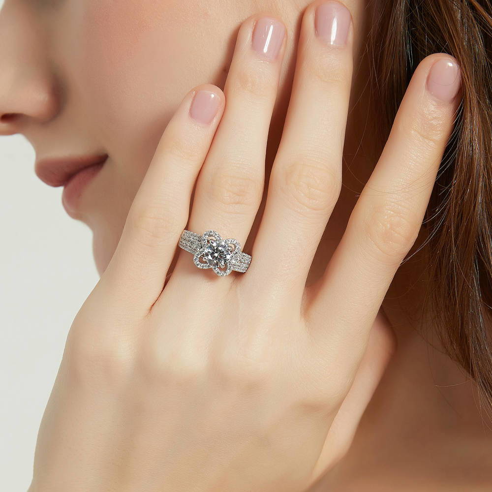 Model Wearing Flower Ring Style R1666-01