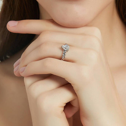Woven Solitaire 1ct CZ Ring in Sterling Silver