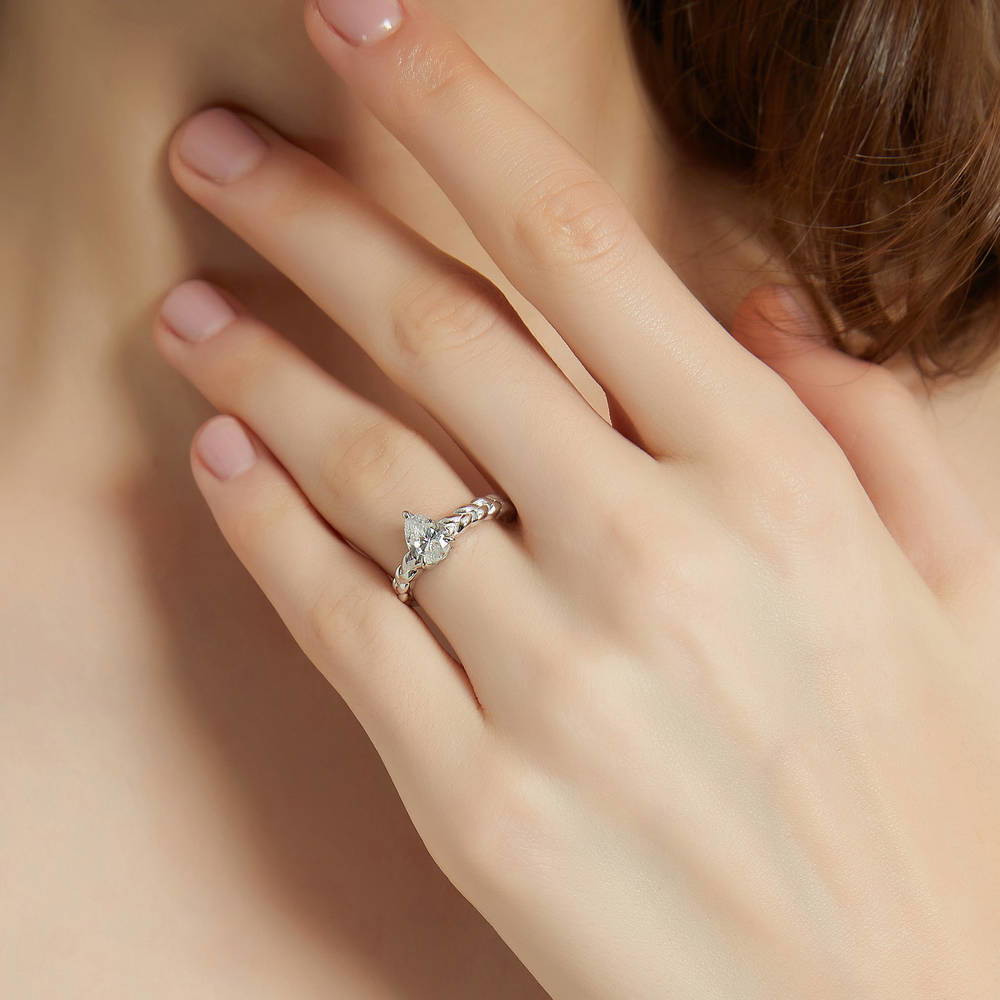 Woven Solitaire 1ct CZ Ring in Sterling Silver