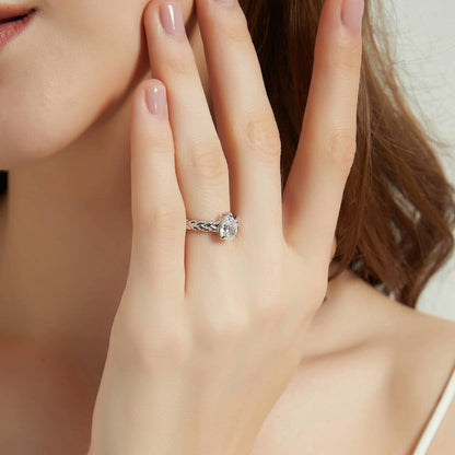 Woven Solitaire 1ct CZ Ring in Sterling Silver