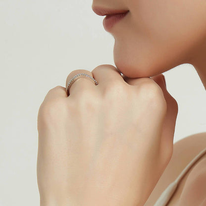 Halo Wishbone CZ Split Shank Ring Set in Sterling Silver