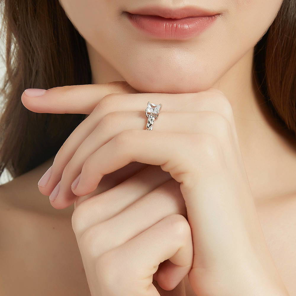 Woven Solitaire 1.2ct CZ Ring in Sterling Silver