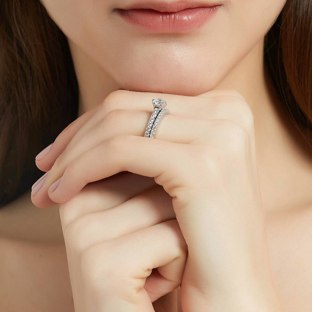 Solitaire 0.8ct CZ Ring Set in Sterling Silver