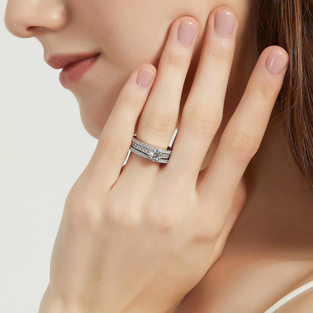 Solitaire 0.8ct CZ Ring Set in Sterling Silver