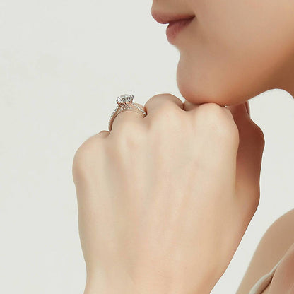 Solitaire 5-Stone Wishbone 2ct CZ Ring Set in Sterling Silver