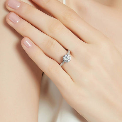 Solitaire 5-Stone Wishbone 2ct CZ Ring Set in Sterling Silver