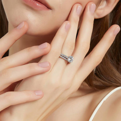 Solitaire 2ct CZ Ring Set in Sterling Silver