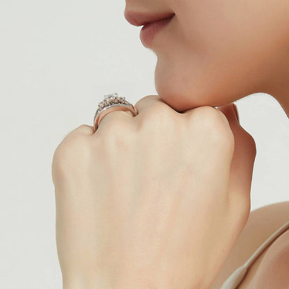 3-Stone 1.5ct Cushion CZ Ring Set in Sterling Silver