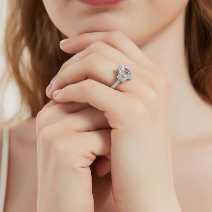3-Stone Halo Art Deco 1ct Marquise CZ Ring in Sterling Silver