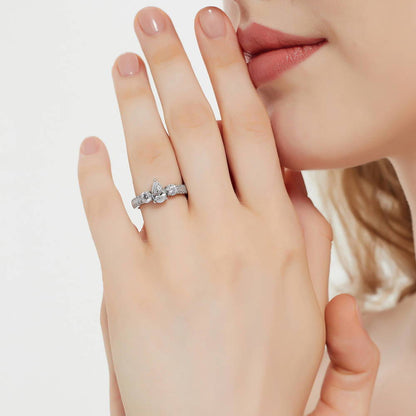 3-Stone 0.8ct Pear CZ Ring in Sterling Silver