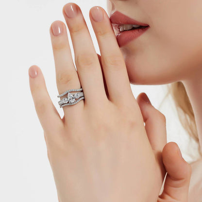 3-Stone 0.8ct Pear CZ Ring in Sterling Silver