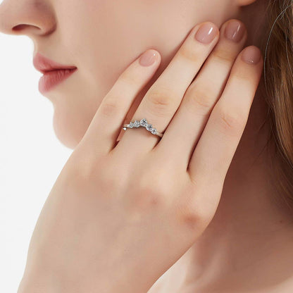 Solitaire 5-Stone Wishbone 2ct CZ Ring Set in Sterling Silver