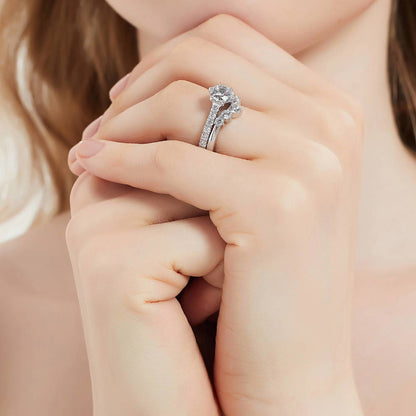 Solitaire 5-Stone Wishbone 1.25ct CZ Ring Set in Sterling Silver