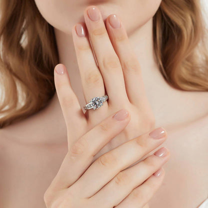 Solitaire 2.7ct CZ Ring Set in Sterling Silver