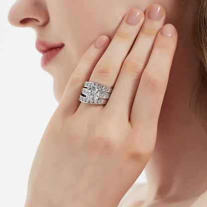 Solitaire 2.7ct CZ Ring Set in Sterling Silver