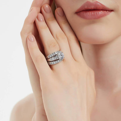 Solitaire 2.7ct CZ Ring Set in Sterling Silver