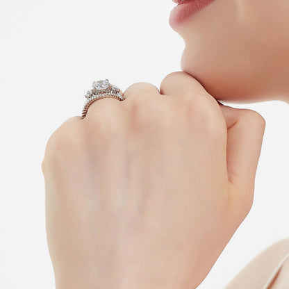 3-Stone Woven 2ct CZ Ring Set in Sterling Silver