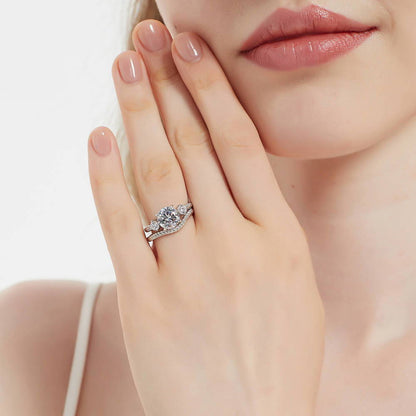 3-Stone Woven 2ct CZ Ring Set in Sterling Silver