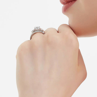 3-Stone Woven 2ct CZ Ring Set in Sterling Silver