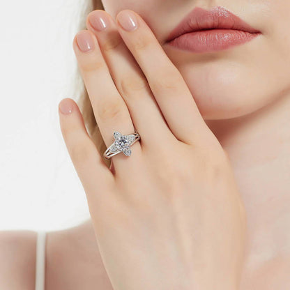Flower CZ Ring in Sterling Silver