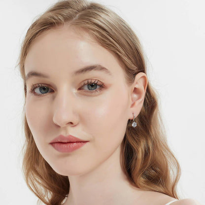Solitaire 2.5ct CZ Fish Hook Earrings in Sterling Silver