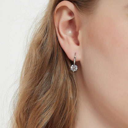Solitaire 2.5ct CZ Fish Hook Earrings in Sterling Silver